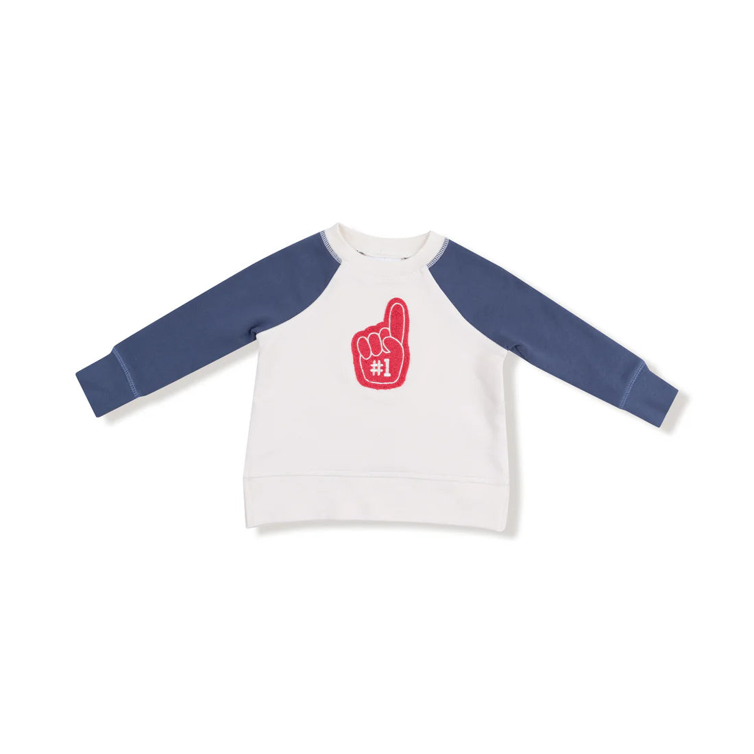 Angel Dear Varsity - Vintage Indigo  Raglan Sweatshirt with Red #1 Patch