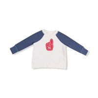 Angel Dear Varsity - Vintage Indigo  Raglan Sweatshirt with Red #1 Patch