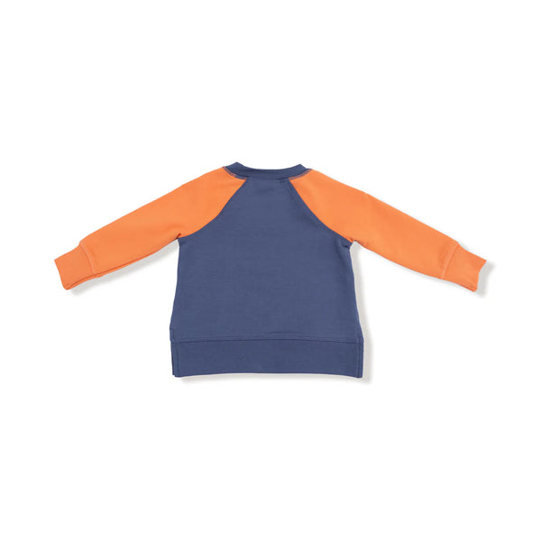 Angel Dear French Terry Sport Varsity Orange Raglan Sweatshirt with Basketball Patch