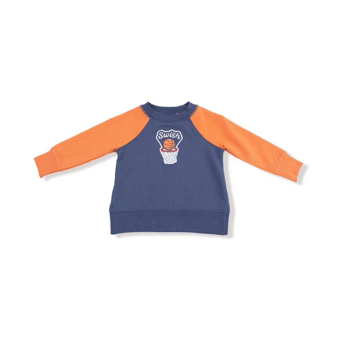 Angel Dear French Terry Sport Varsity Orange Raglan Sweatshirt with Basketball Patch