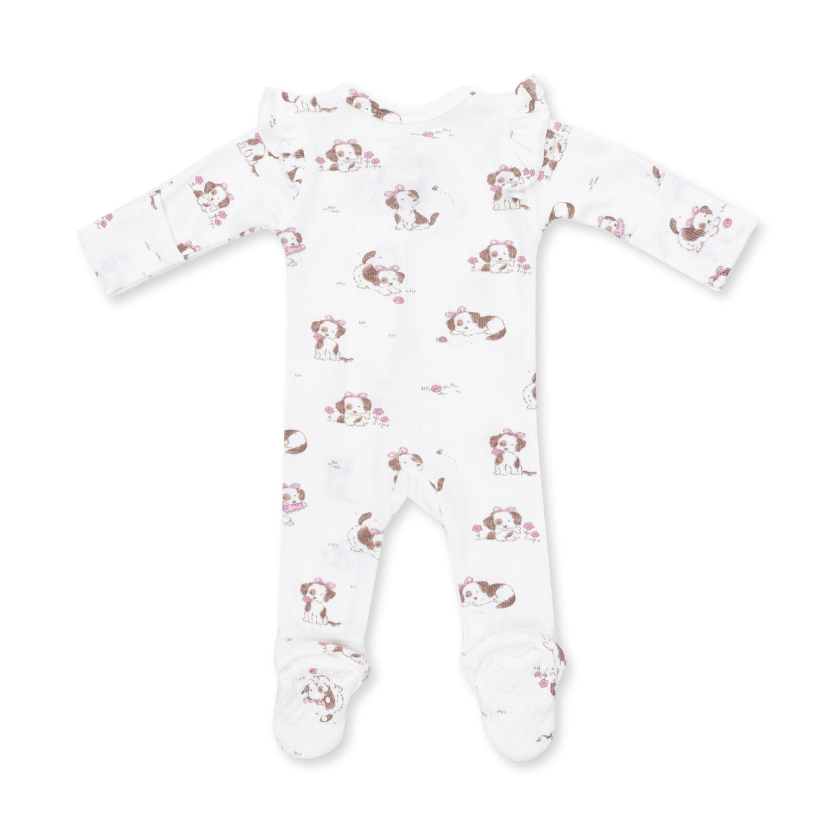 Angel Dear Explorer Puppy Pink 2 Way Ruffle Sleeve Zipper Footie