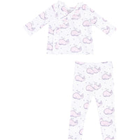 Angel Dear Bubbly Whale Ribbed Take Me Home Set with Roll Over Cuff Pant | Pink