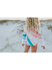 Oopsie Daisy Kids Muted Rainbow Zip Rash Guard One Piece Swimsuit