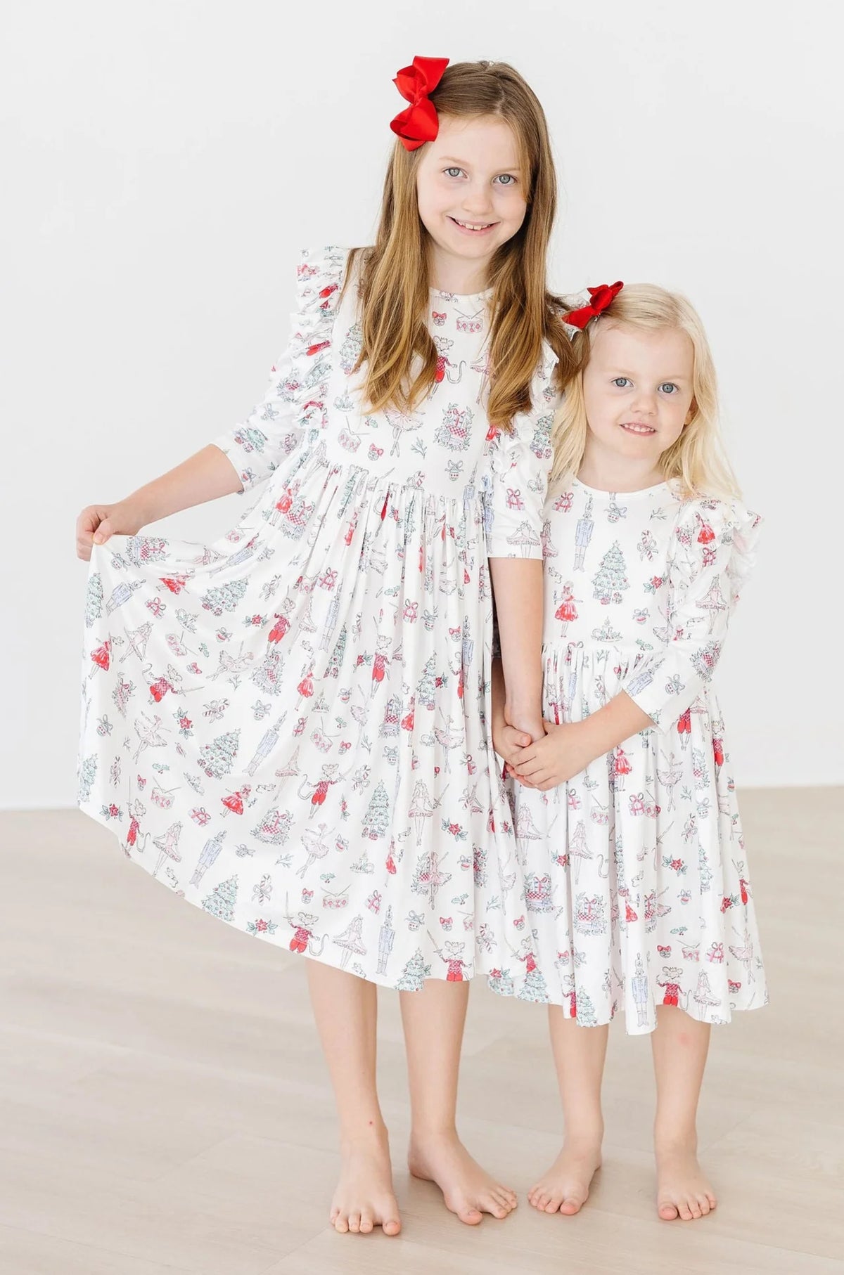 Mila & Rose Clara's Christmas Ruffle Twirl Dress