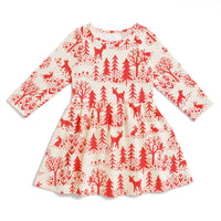 For the Love of Winter Water Factory - Calgary Dress - Winter Scenic Red