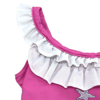 Sugar Bee Clothing - Girls Swimsuit - Bow Back - Pink Starfish