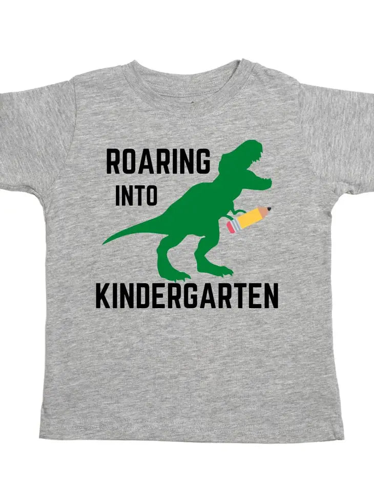 Sweet Winks Roaring into Kindergarten Short Sleeve T-Shirt-Gray
