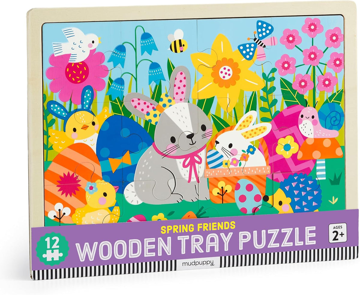 Mudpuppy Mudpuppy Spring Friends – 12 Piece Wooden Tray Puzzle Spring Friends