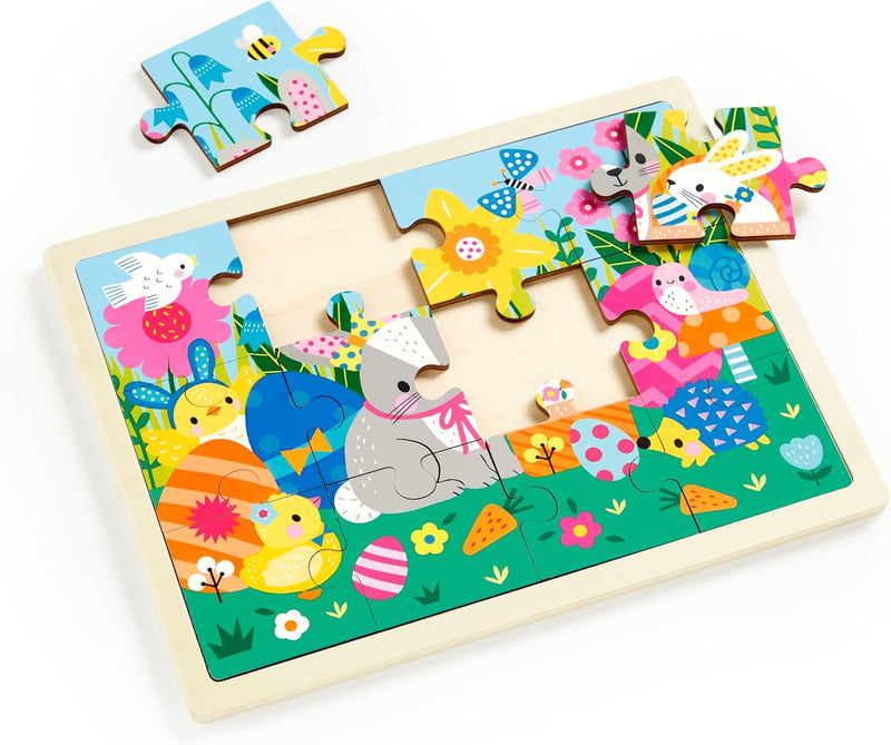 Mudpuppy Mudpuppy Spring Friends – 12 Piece Wooden Tray Puzzle Spring Friends