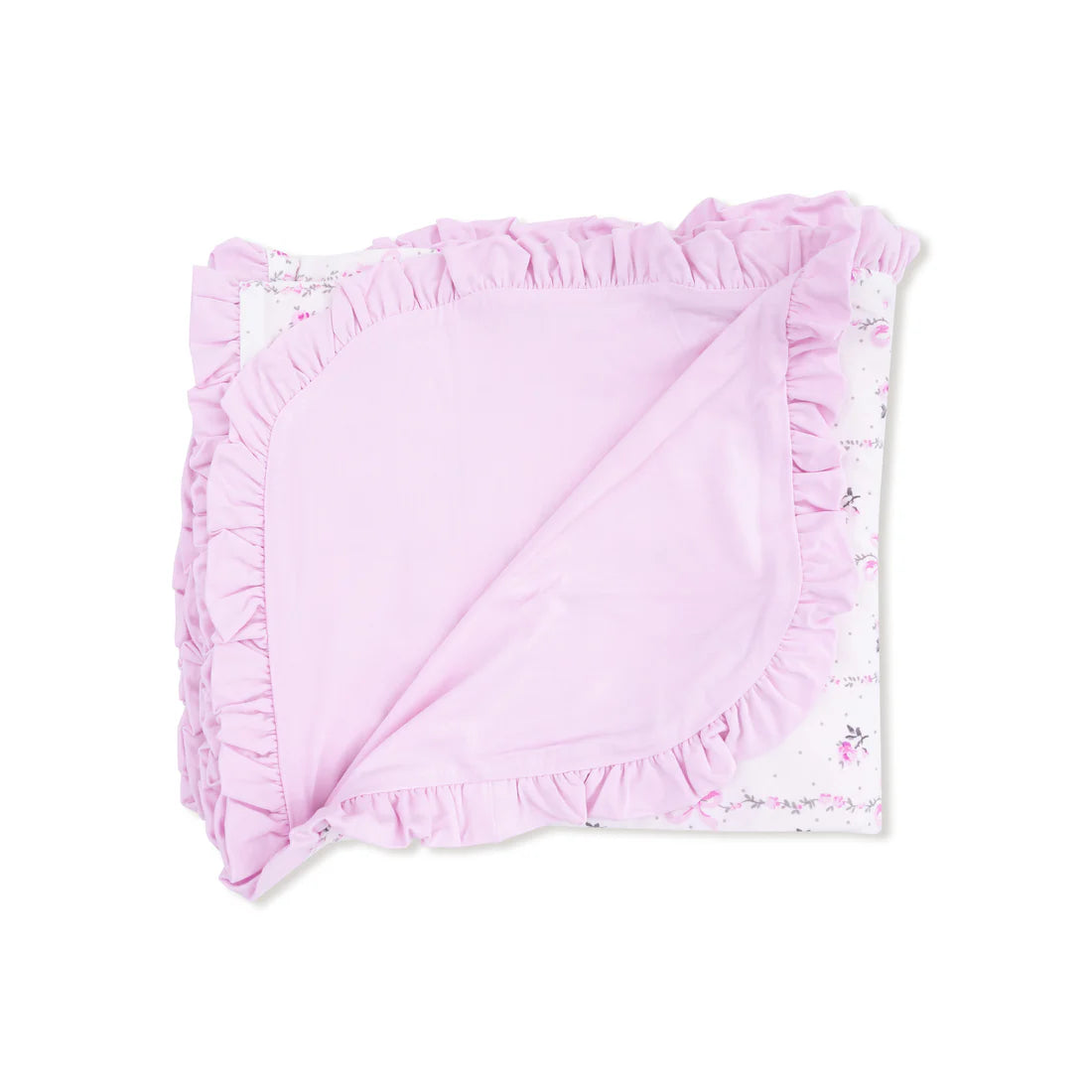 Angel Dear Stripe  Ruffle Blanket II Dainty Buds and Bows