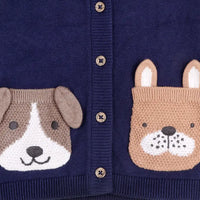 Viverano Dog Pocket Embroidered Sweater Knit Baby Cardigan