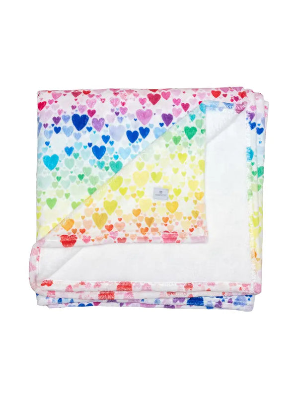 Macaron and Me Plush Blanket Rainbow Hearts