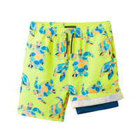 Andy & Evan - Kids (4-7 Years) Comfort-Stretch Lined Swim Trunks | Neon Turtle