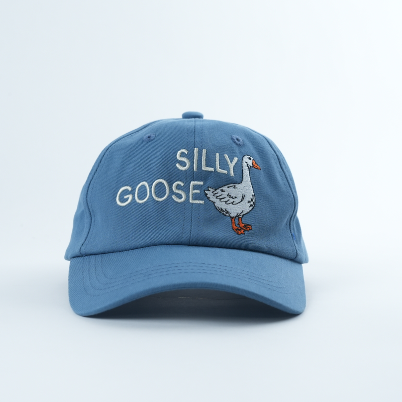 bug + bean kids - Silly Goose Embroidered Kids Cotton Dad Cap — Navy