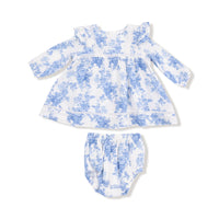 Angel Dear Long Sleeve Vintage Lace Dress and Bloomer II Dream Cottage Floral Blue