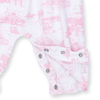 Angel Dear Golf Toile Pink Smocked Long Sleeve Romper