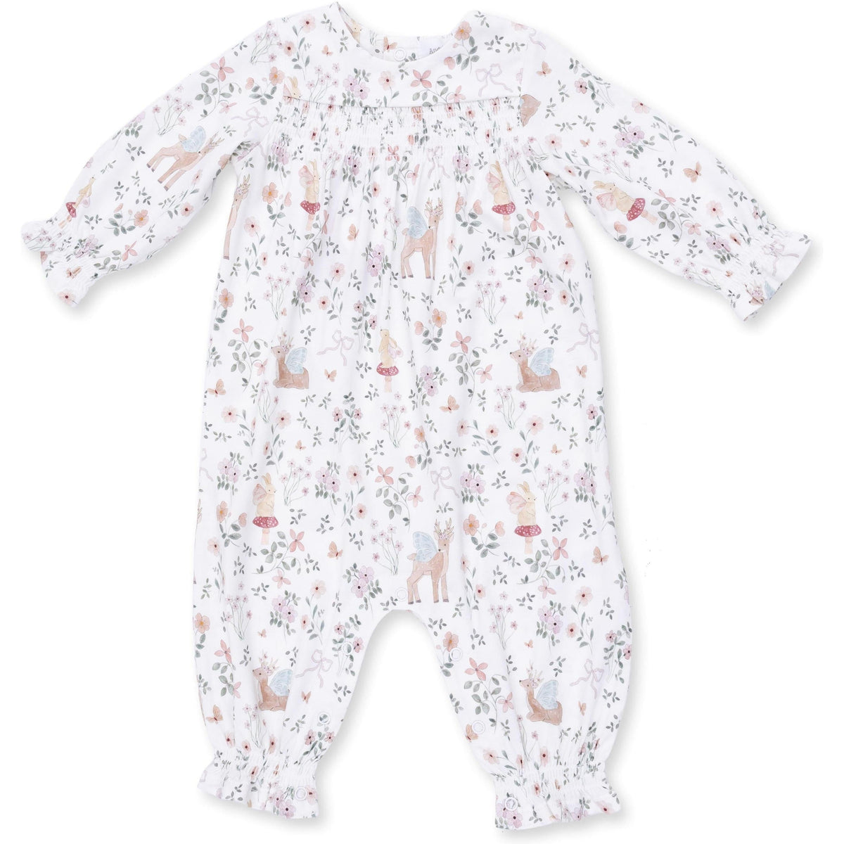 Angel Dear Enchanted Woodland Smocked Long Sleeve Romper