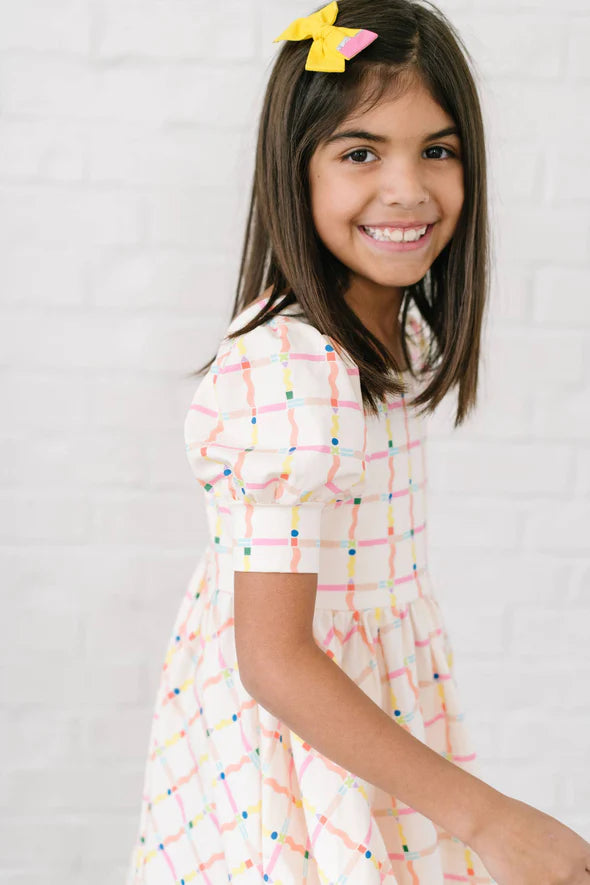 Ollie and Jay Puff Dress Squiggle Print