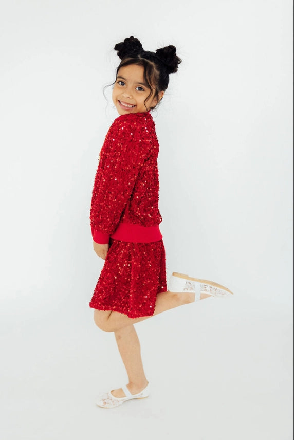 Mila & Rose Red  Sequin Twirl Skort