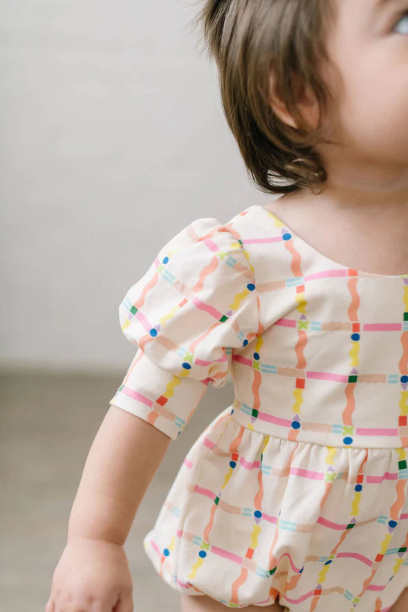 Ollie and Jay Puff Romper Squiggle Print