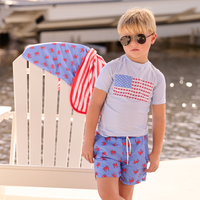 Sugar Bee Clothing -  Boys Swim Short Sleeve Rashguard - Coastal Crab