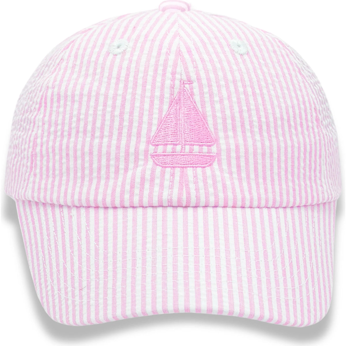 Bits & Bows Pink Seersucker Sailboat Hat with Bow