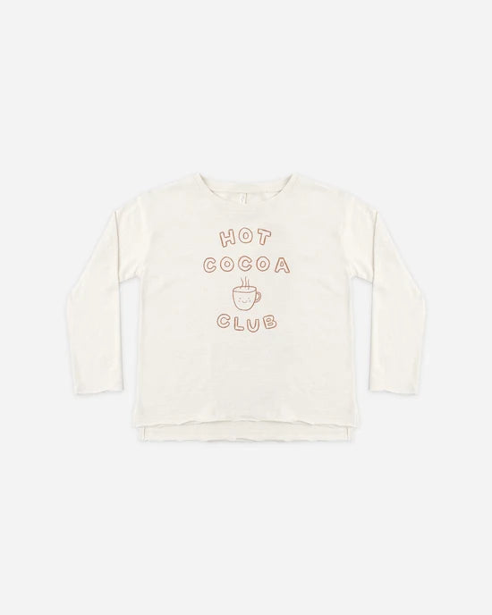 Rylee + Cru Raw Edge Long Sleeve Tee Hot Cocoa
