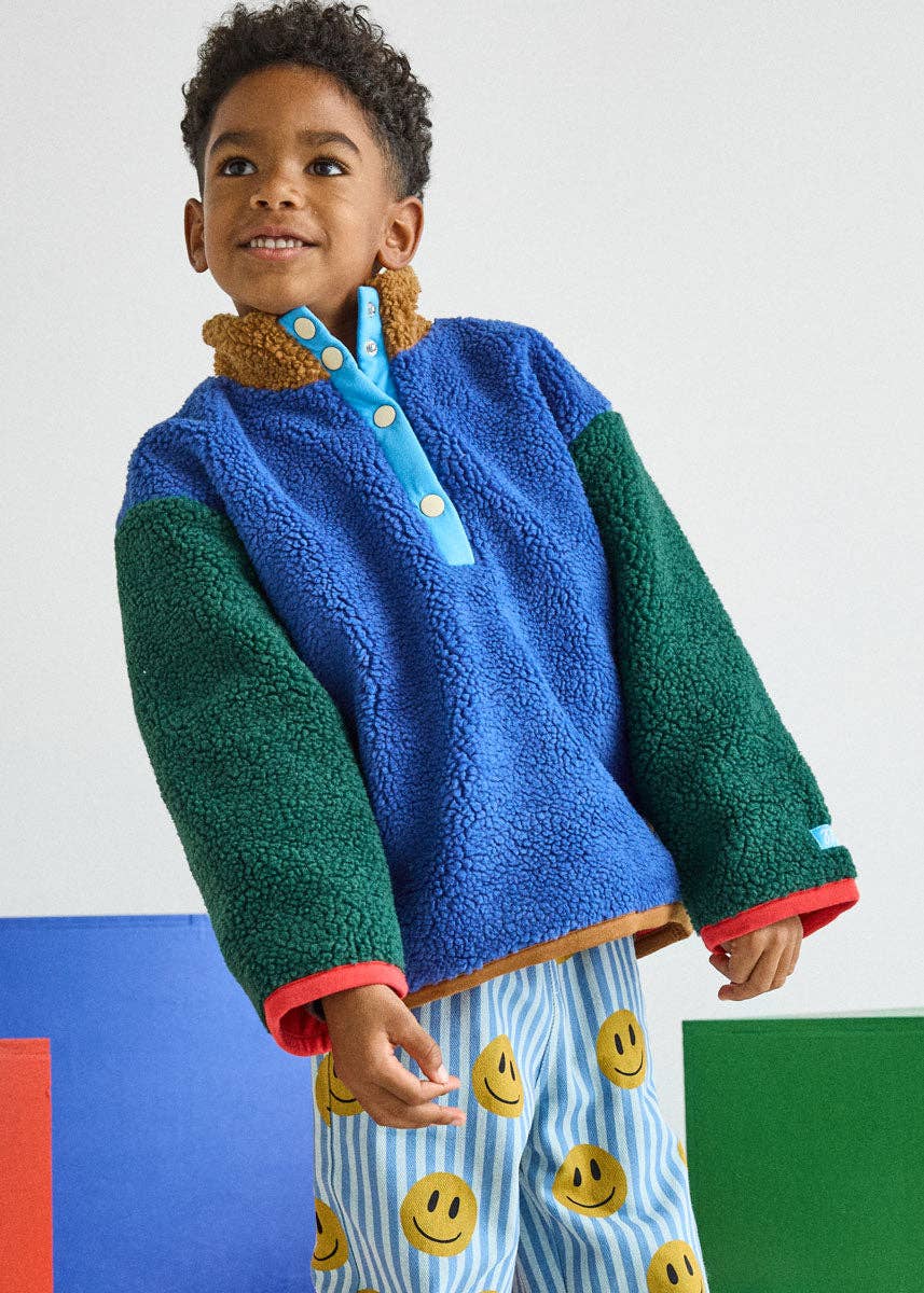 Alice & Wonder - Color Block Fleece Pullover - Blue