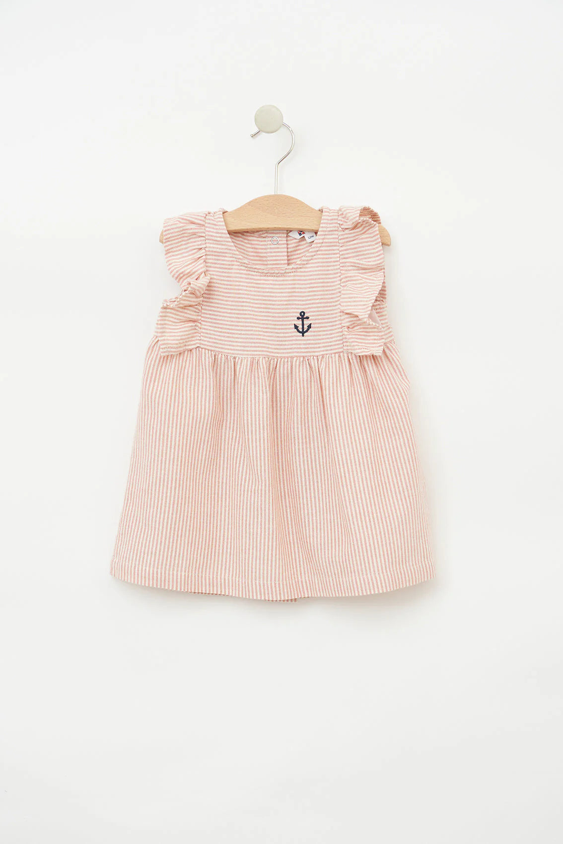 Batela Baby striped dress with anchor in dyed cotton