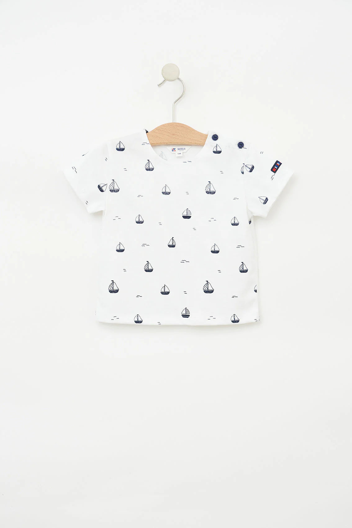 Batela Short-sleeved cotton T-shirt with sailboat