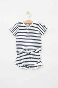 Batela Striped baby T-shirt and pants set in cotton