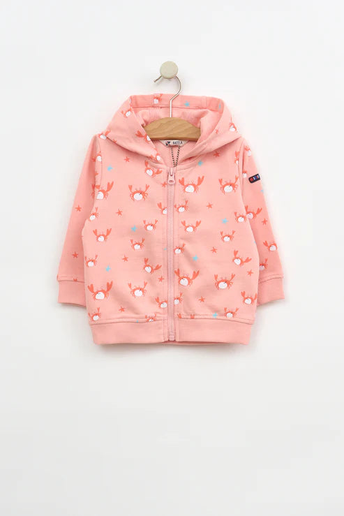 Batela Printed Baby Sweatshirt Jacket- Crab