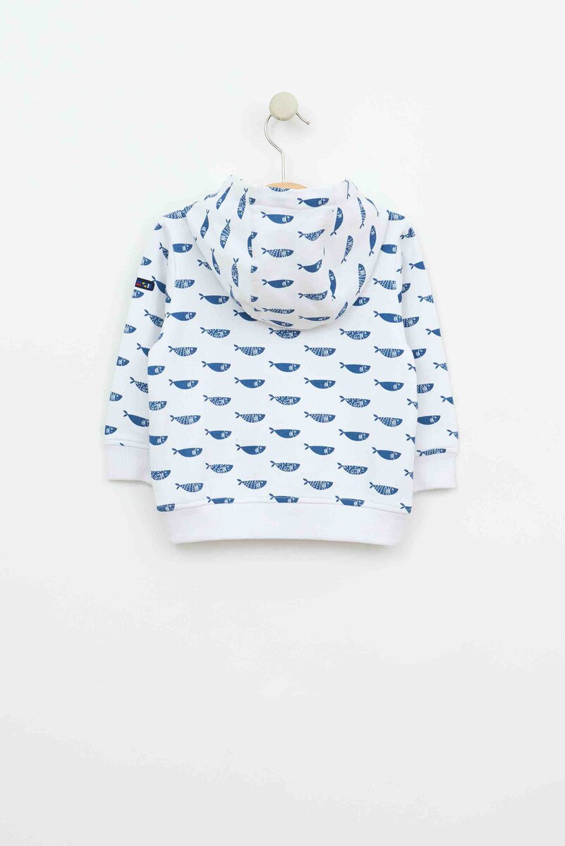 Batela Printed Baby Sweatshirt Jacket- Fish and Fish