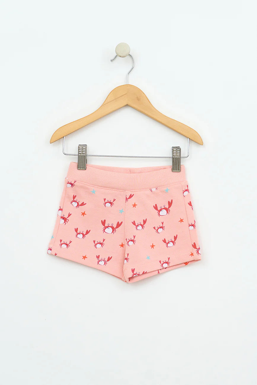 Batela Printed Terry Cotton Baby Shorts- Crabs