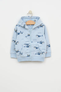Batela Whale Printed Zip-up Sweatshirt