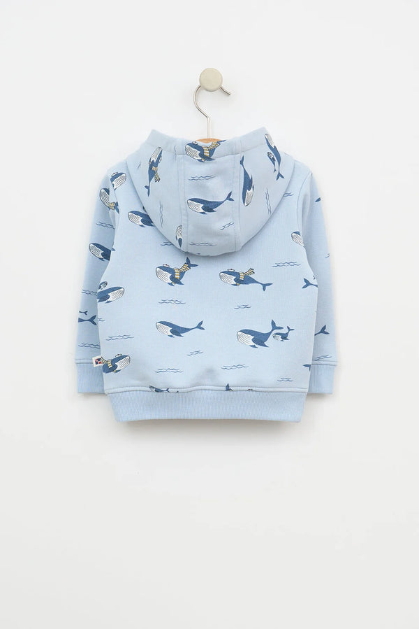Batela Whale Printed Zip-up Sweatshirt