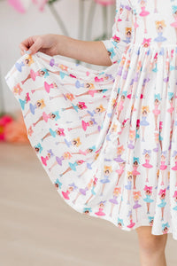 Mila & Rose Ballerina Bows 3/4 Sleeve Pocket Twirl Dress