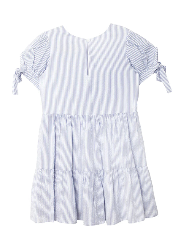 mabel + honey Darling Bluebell Gathered Short Sleeve with Bow Detail Dress