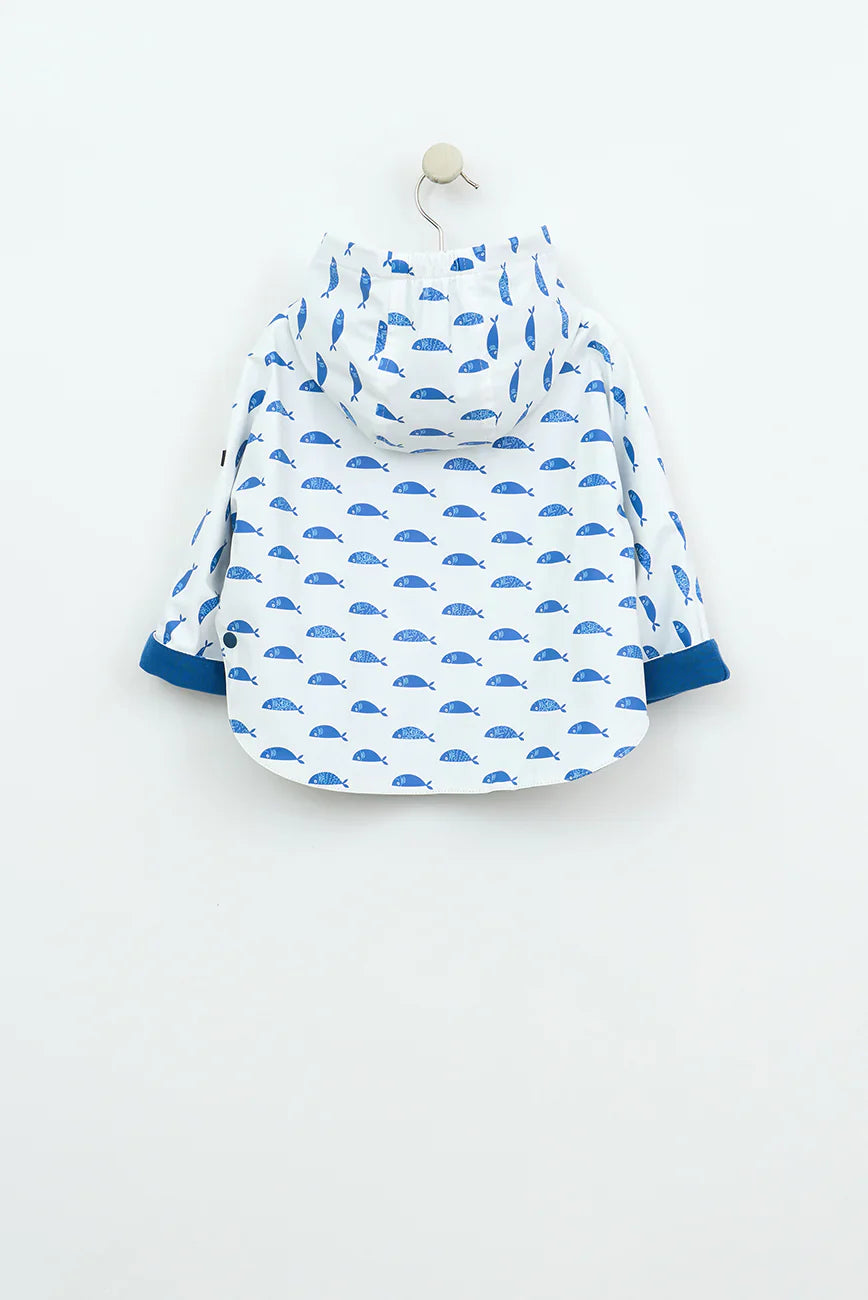 Batela - Baby Raincoat with Cotton Lining - Blue Fish
