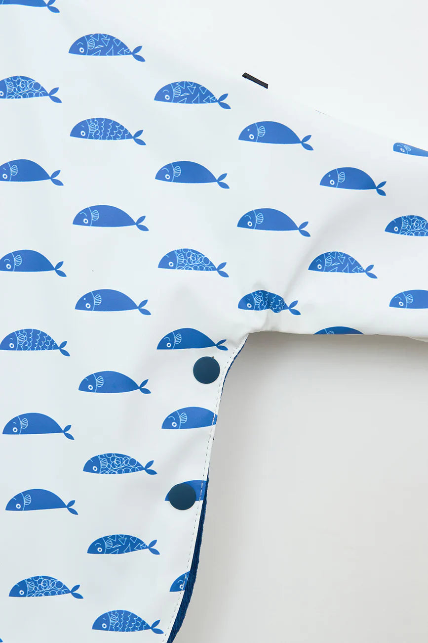 Batela - Baby Raincoat with Cotton Lining - Blue Fish