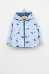 Fleece Lined Hooded Raincoat with Whales