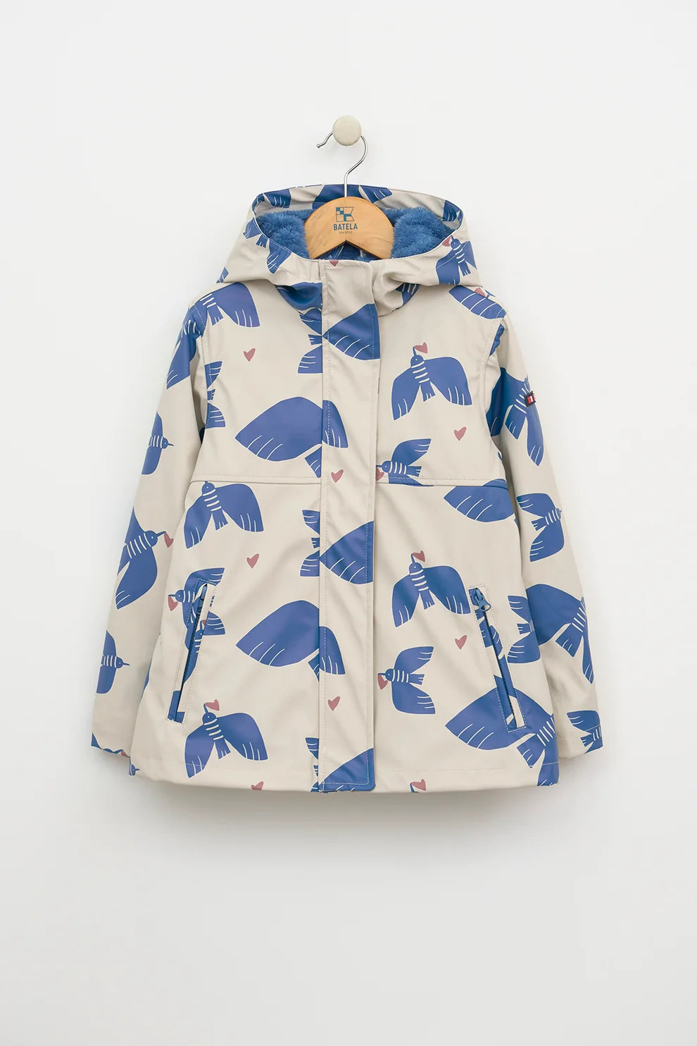 Batela Fleece Lined Hooded Coat with Seagulls