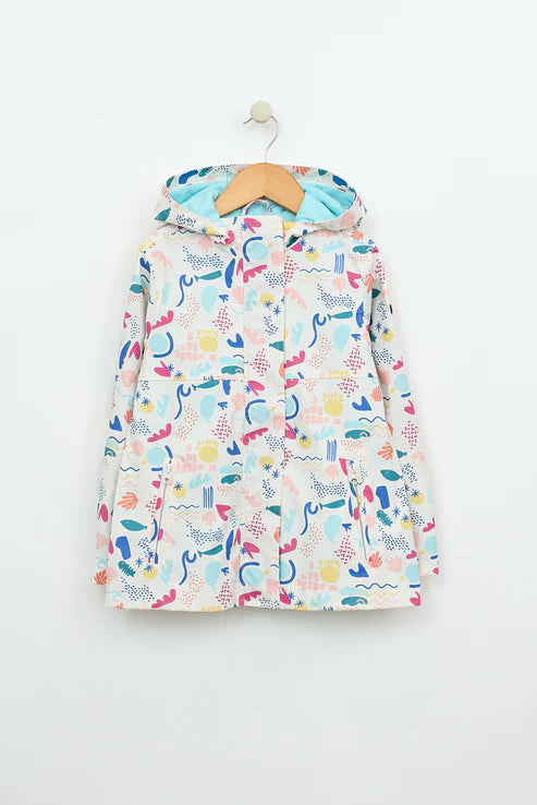 Batela Raincoat - white with Undersea Print