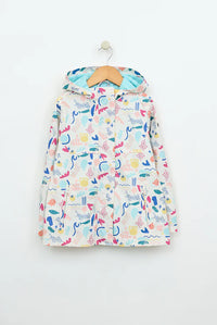 Batela Raincoat - white with Undersea Print