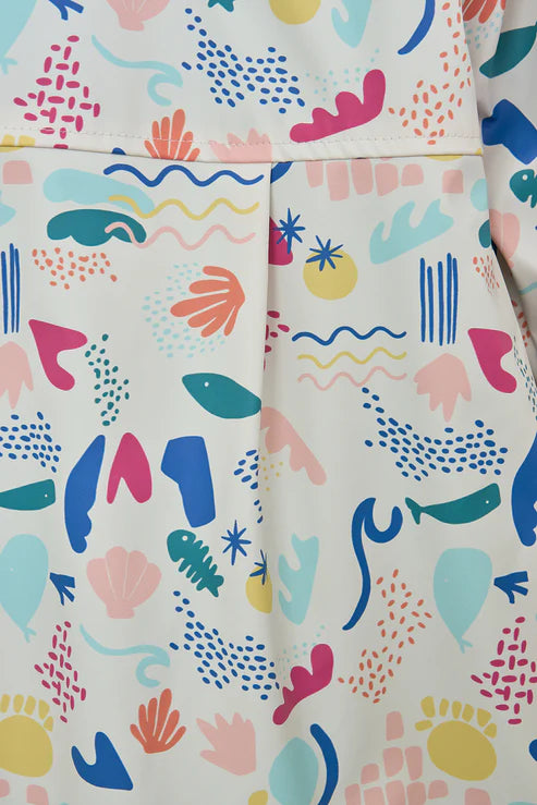 Batela Raincoat - white with Undersea Print