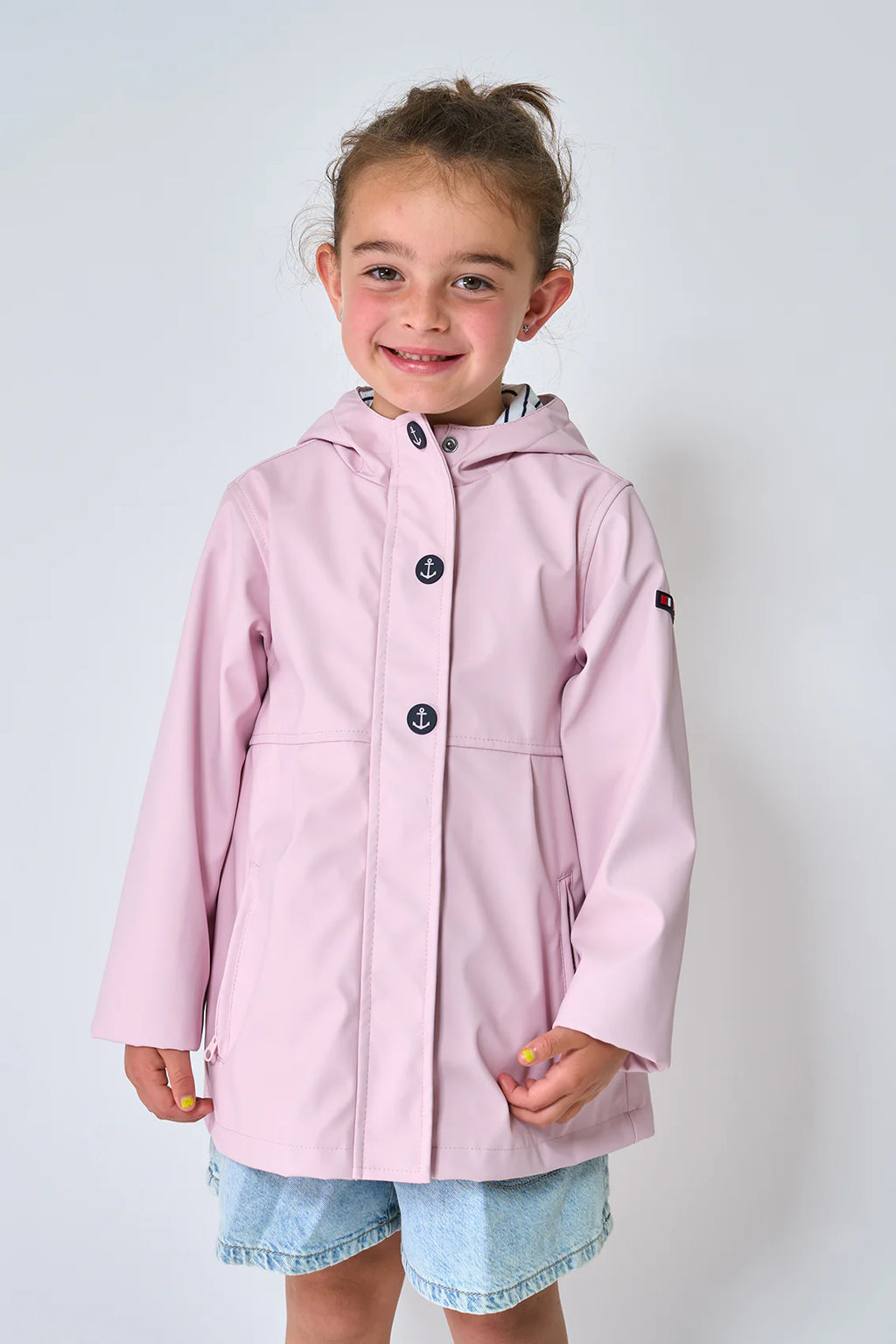 Batela Raincoat W/ Anchor Buttons & Striped Lining- Pink – Baby Go ...