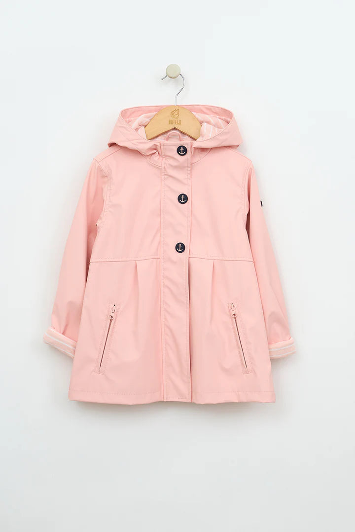Batela Girls Raincoat with Anchor Buttons- Peach