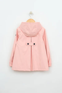 Batela Girls Raincoat with Anchor Buttons- Peach