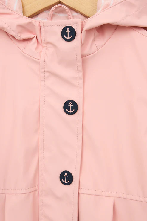 Batela Girls Raincoat with Anchor Buttons- Peach