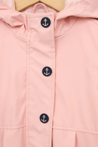 Batela Girls Raincoat with Anchor Buttons- Peach